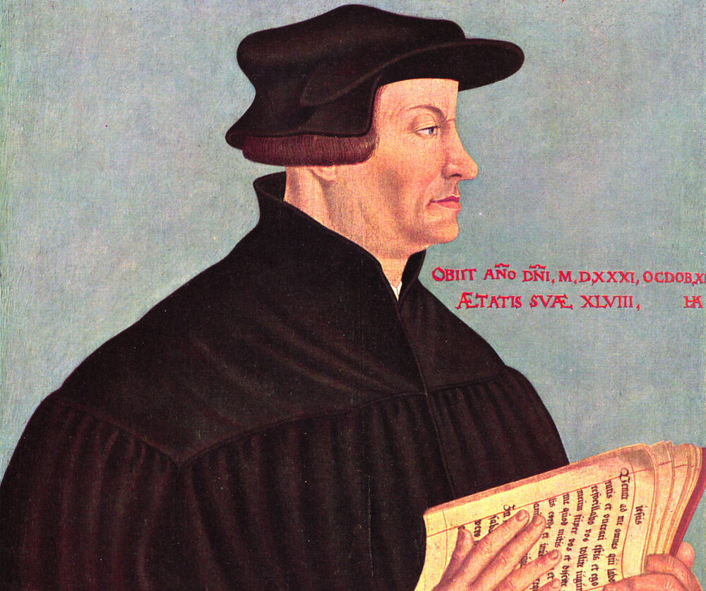 Huldrychas Zwinglis. Hanso Aspero paveikslo fragmentas, 1549 m. Wikipedia.org nuotrauka